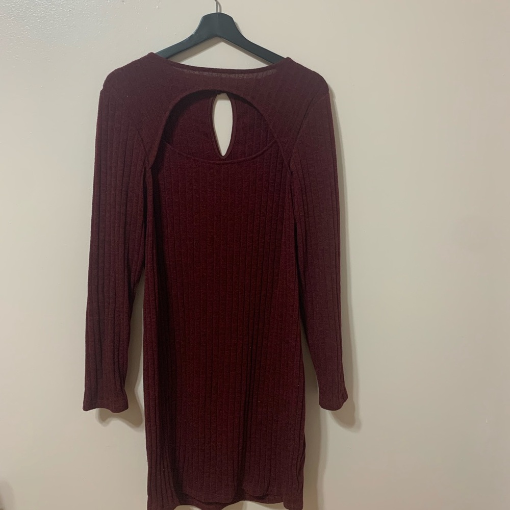 Ribbed Burgundy Bodycon dress